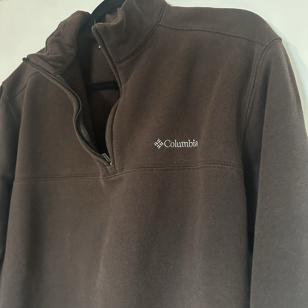 Columbia 1/4 Zip Pullover Mens‎ Large Brown Sweater Mock Neck Outdoor